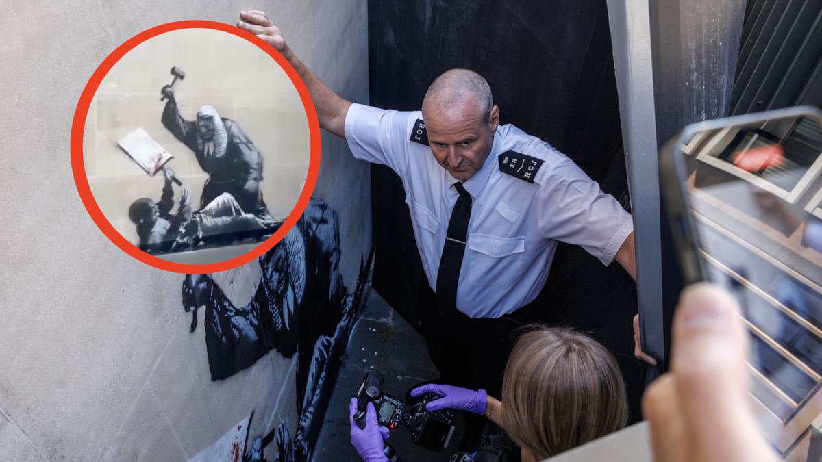 Nowy mural Banksego powstał na budynku sądu. Szybko został zasło