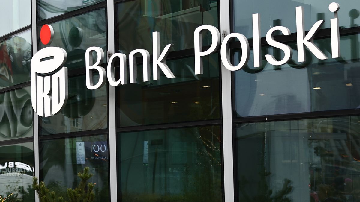 PKO Bank Polski logo is seen on Rotunda building in Warsaw, Poland on November 13, 2024. (Photo by Jakub Porzycki/NurPhoto via Getty Images)