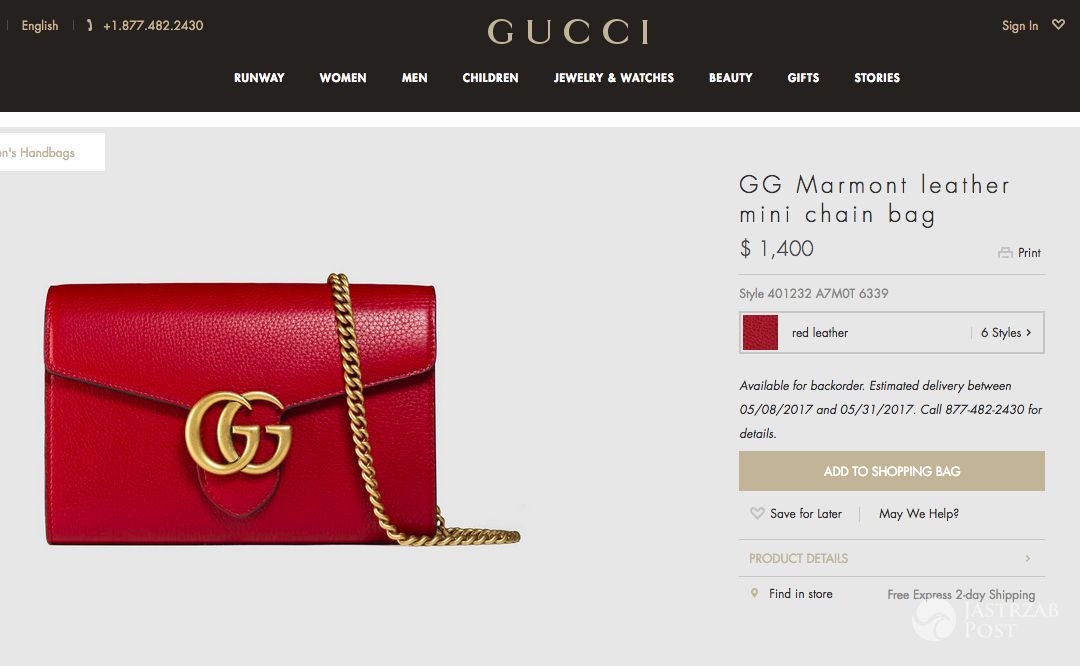 Torebka Gucci - cena w sklepie internetowym