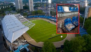 Żenujące obrazki na polskim stadionie. Na takich krzesełkach mieli usiąść kibice