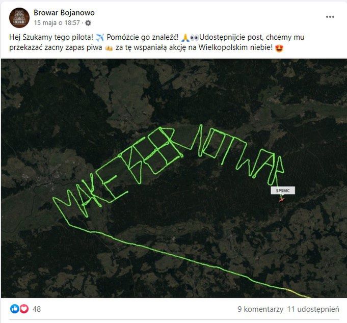 Browarnicy chcą nagrodzić pilota 