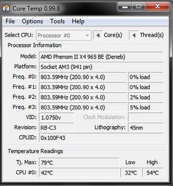 Temperatura High jest temperaturą po ponad minucie wygrzewania CPU.