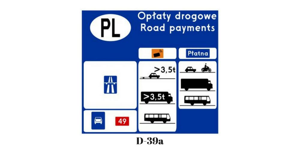 Znak D-39a „opłaty drogowe”