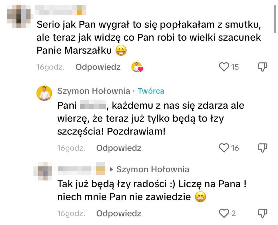 Szymon Hołownia odpowiada na komentarz