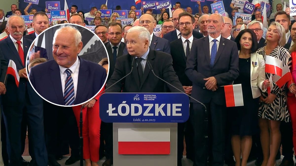 Na dużym zdjęciu: Jarosław Kaczyński, w kółeczku: Jan Tomaszewski