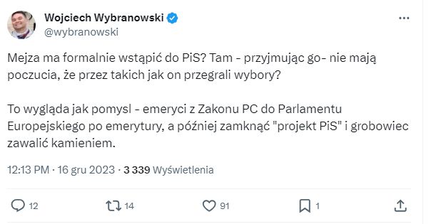 Wpis Wojciecha Wybranowskiego