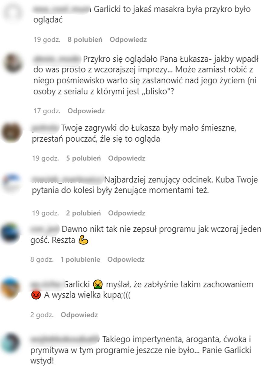 Widzowie oburzeni zachowaniem Łukasza Garlickiego 