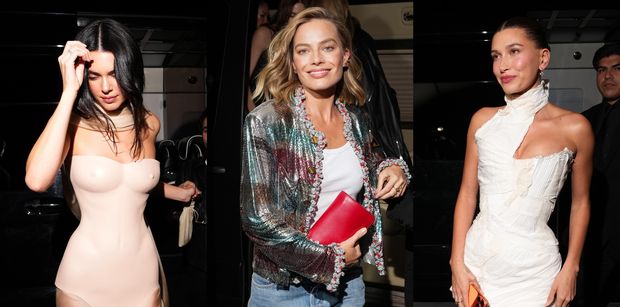 Celebrytki w drodze na afterparty po Met Gali: Kendall Jenner w "nagim" gorsecie, Hailey Bieber i casualowa Margot Robbie (ZDJĘCIA)