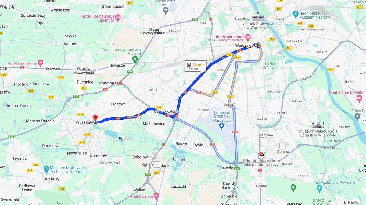 Planowanie trasy w Mapach Google - odświeżony interfejs