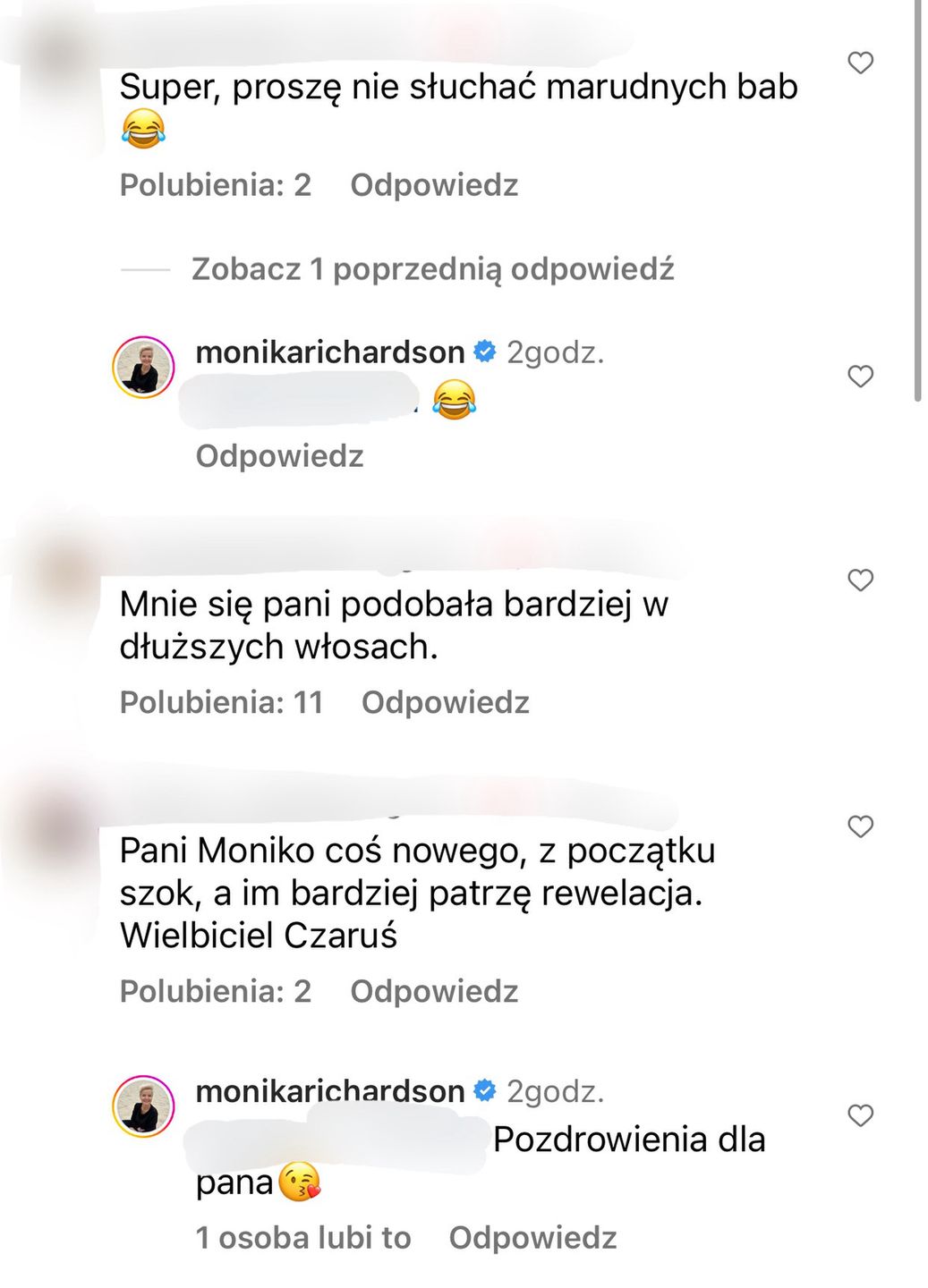 Internauci komentują nową fryzurę Moniki Richardson 