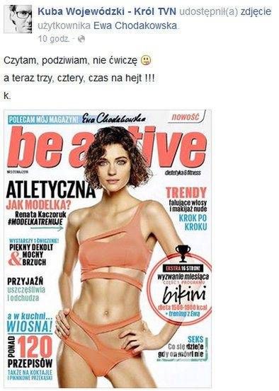Kuba Wojewódzki zachwycony Renatą Kaczoruyk na okładce magazynu "Be Active"