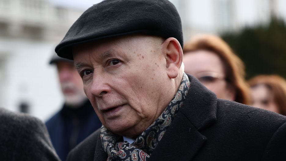 Law and Justice party leader Jaroslaw Kaczynski during the 15th Smolensk plane crash anniversary ceremony in Warsaw, Poland on April 11, 2025. (Photo by Jakub Porzycki/NurPhoto via Getty Images)