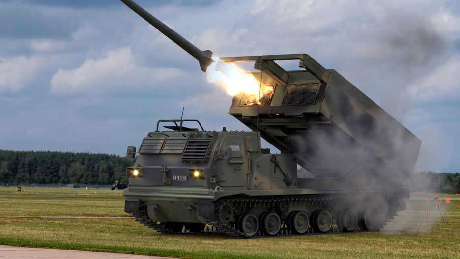 M270 Multiple Launch Rocket System firing GMLRS missile
lockheed martin, launcher, firing, combat proven, atacms, munitions, lethal and responsive, himars, all weather, future multiple launch rocket system, variety of targets, missiles, 3d illustration, precision strike weapon system., mlrs, m142, engaging, c-130 transportable, army tactical missile system, indirect fire, missile launcher, battery, rockets, capable, rocket, wheeled, ranges, 3d render, high mobility artillery rocket system, illustrative editorial