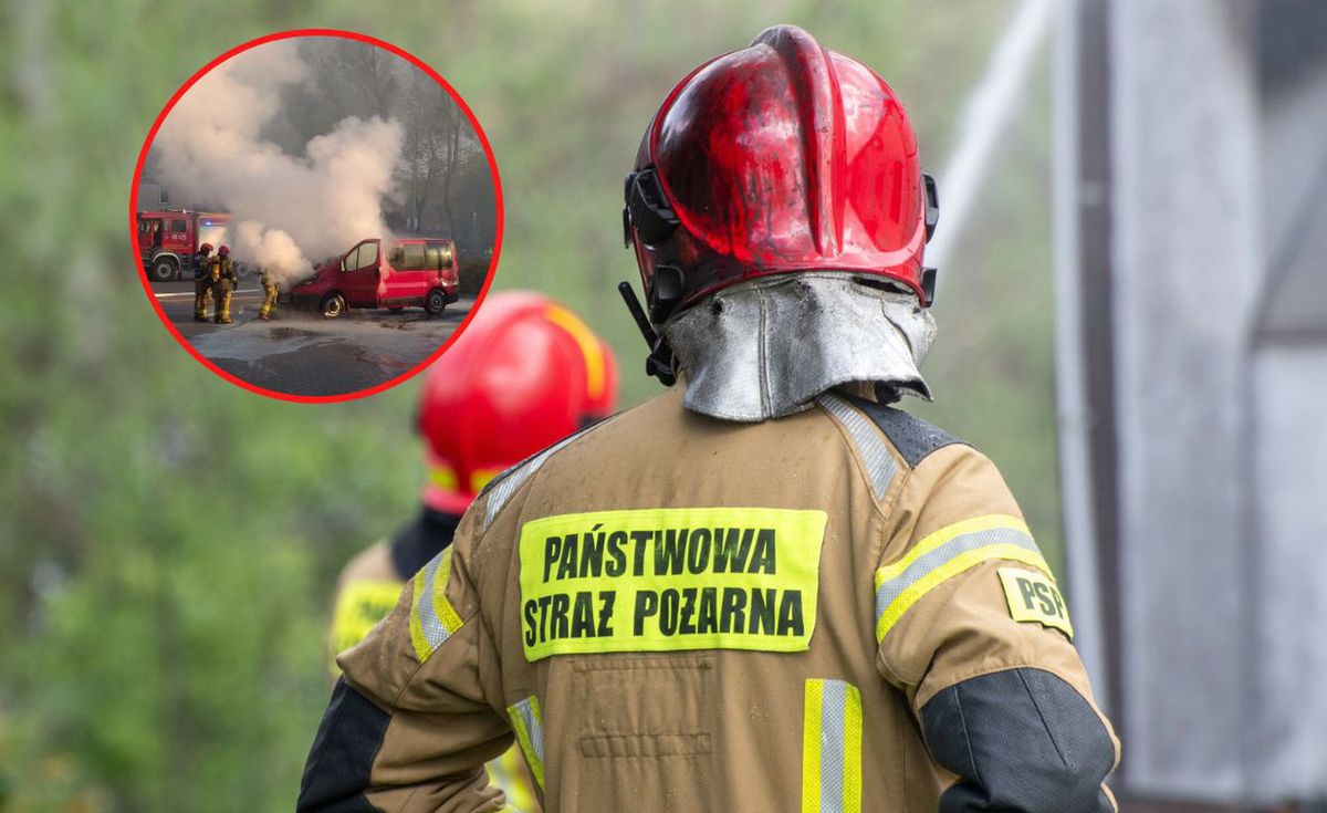 pożar, stacja benzynowa, strażacy Szybka akcja strażaków. Na stacji benzynowej zapalił się bus