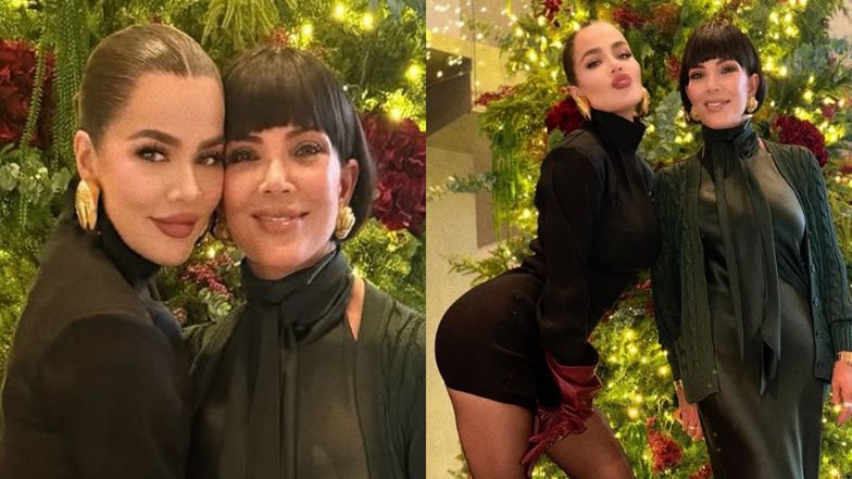 Khloe Kardashian i Kris Jenner pozują przy choince