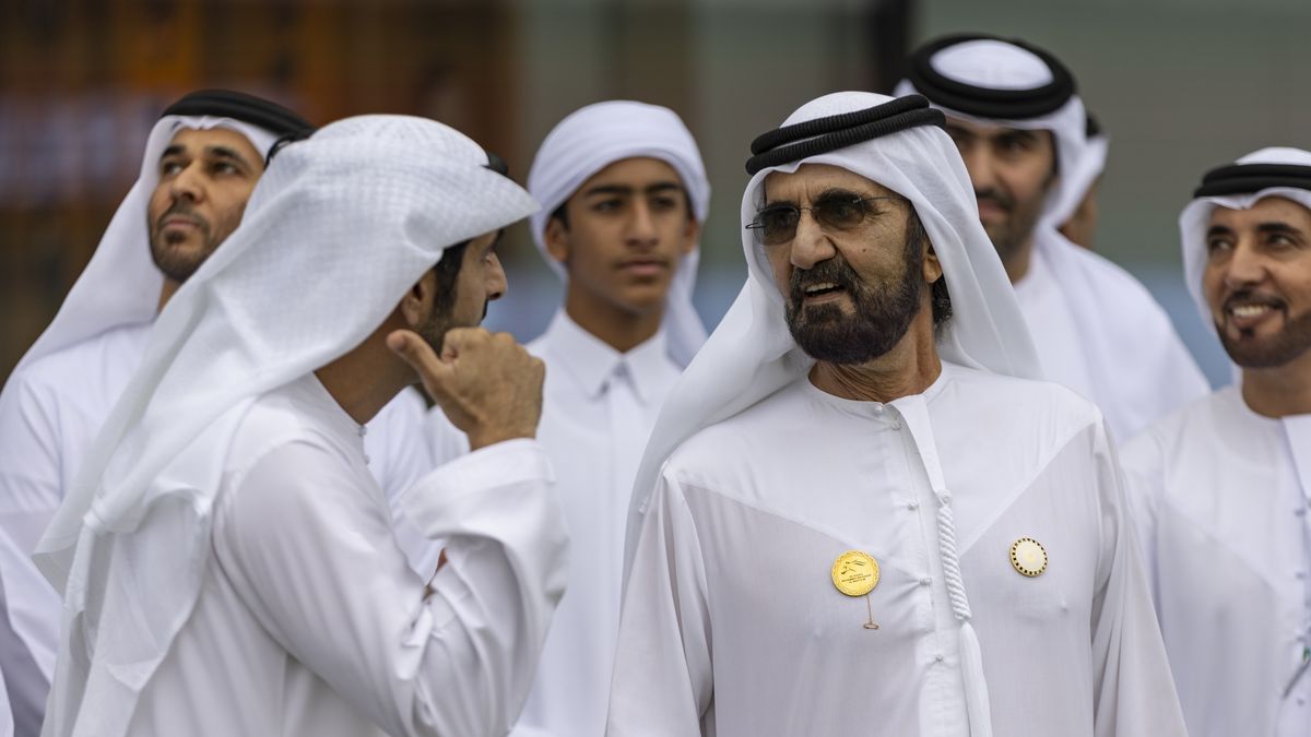 DUBAI, UNITED ARAB EMIRATES - MARCH 30: Sheikh Mohammed Bin Rashid Al Maktoum, Ruler of Dubai, attends the Dubai World Cup at Meydan Racecourse on March 30, 2024 in Dubai, United Arab Emirates. (Photo by Neville Hopwood/Getty Images)