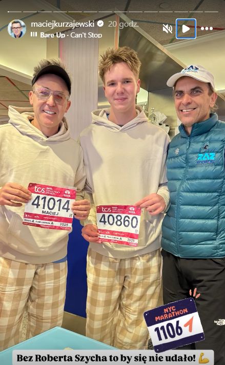 Maciej Kurzajewski z synem Julianem i Robertem Szychą 