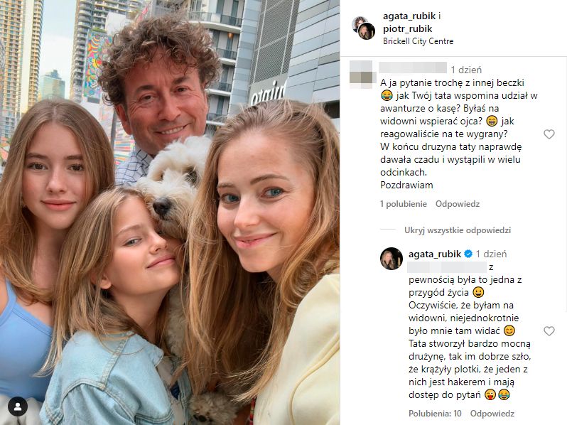 Agata Rubik odpowiada na pytanie o ojca. Wystąpił w znanym teleturnieju