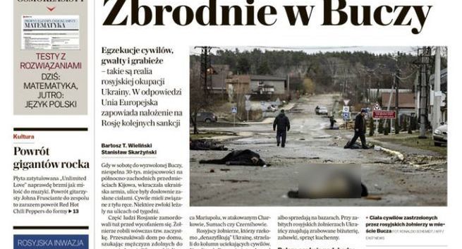 „Gazeta Wyborcza” publikuje nieretuszowane zdjęcia ofiar masakry w Buczy