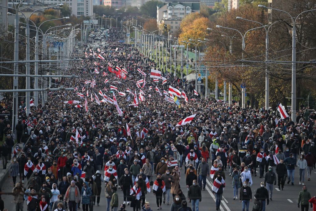 Protesty w Mińsku 18 października