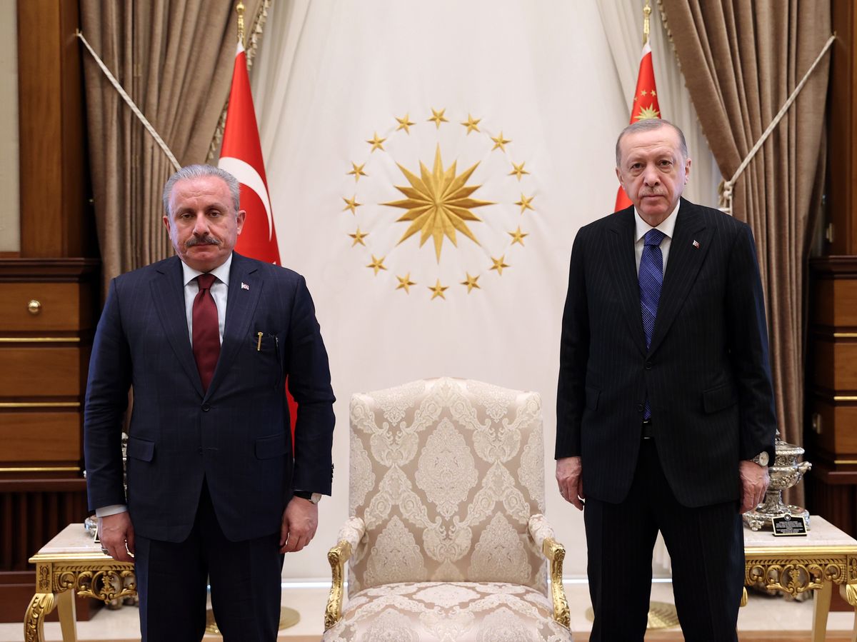 Przewodniczący Wielkiego Zgromadzenia Narodowego Turcji Mustafa Sentop i Prezydent Turcji Recep Erdogan
