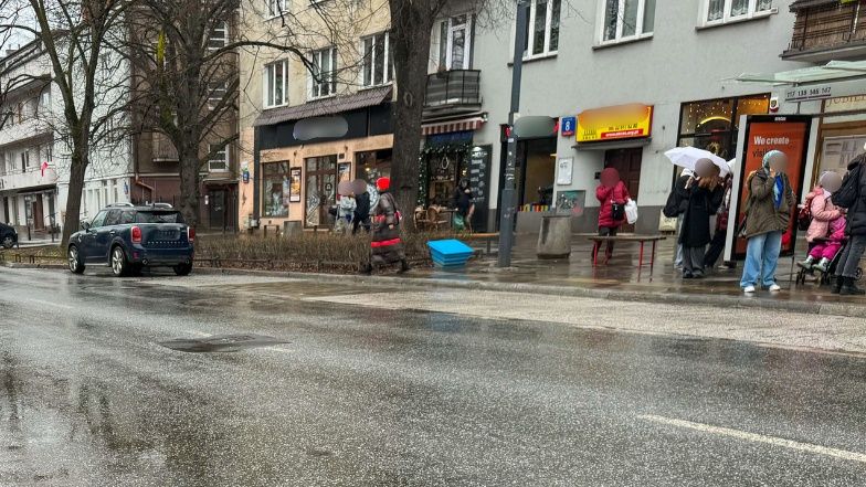 Viola Kołakowska parkuje na przystanku autobusowym