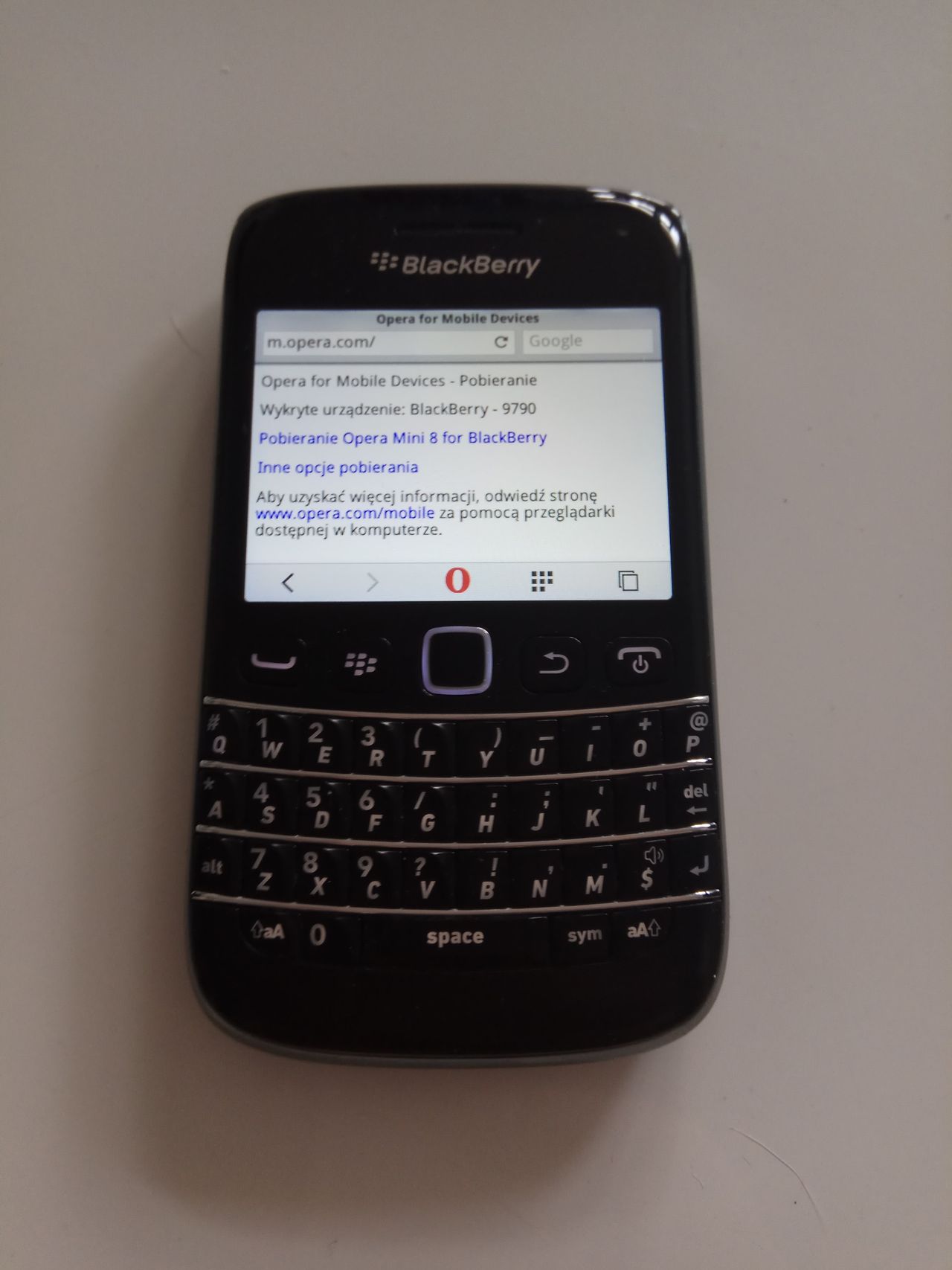 A na starym BlackBerry Boldzie Opera Mini wciąż jest