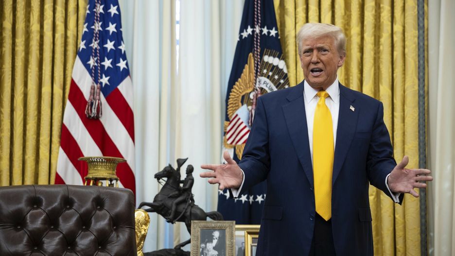 Temporary
President Donald Trump speaks with reporters in the Oval Office at the White House Feb. 21, 2025. (Francis Chung/POLITICO via AP Images)
Francis Chung/POLITICO