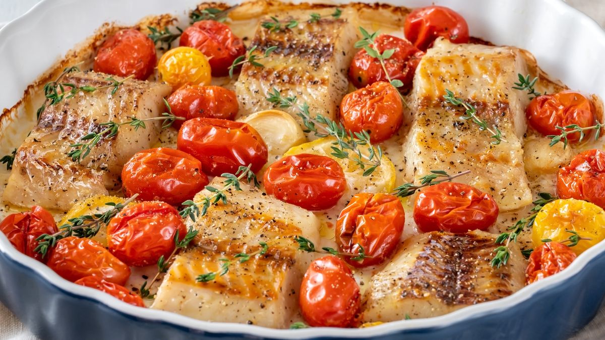 Ryba z piekarnika z pomidorkami