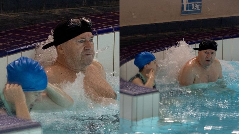 Włodzimierz Matuszczak wybrał się na basen z młodszą o 34 lata Karoliną Nolbrzak i pasierbem