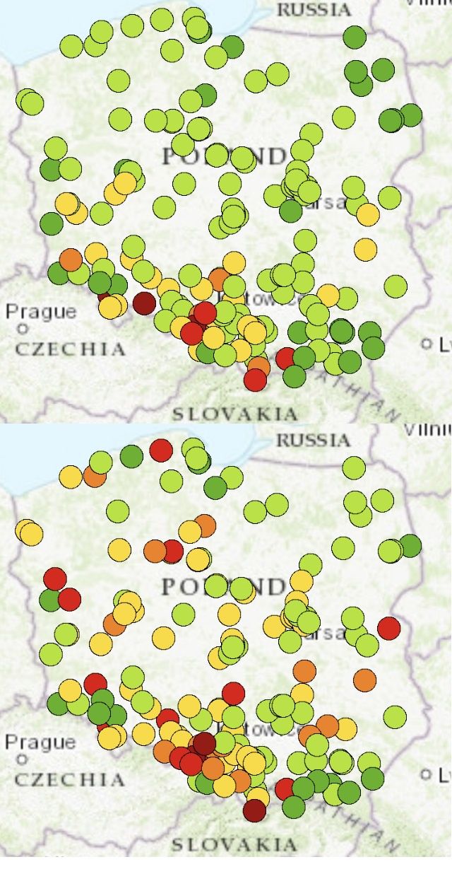 Stężenie pyłów w powietrzu GIOŚ