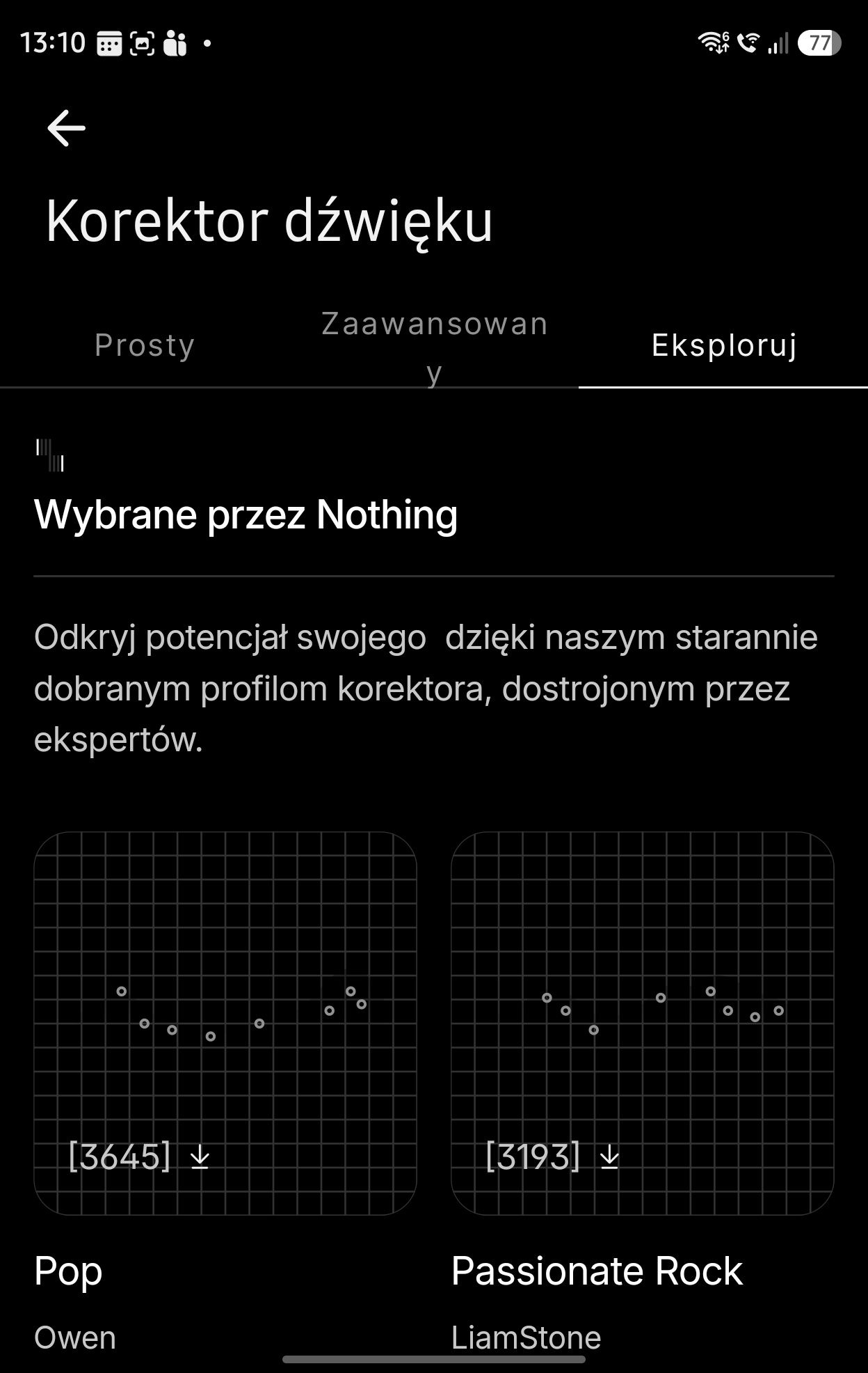 Korektor dźwięku w Nothing X