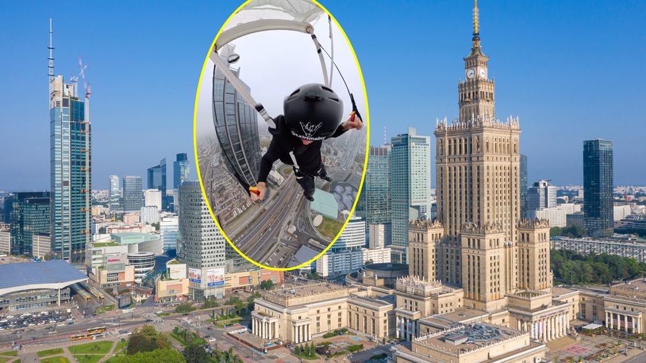Fan sportów ekstremalnych skoczył z tarasu widokowego w stolicy
