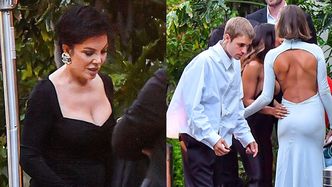 Hailey Bieber odsłoniła plecy na ślubie byłej asystentki Kim Kardashian. Justin bez zmian, nadal ze skwaszoną miną (ZDJĘCIA)