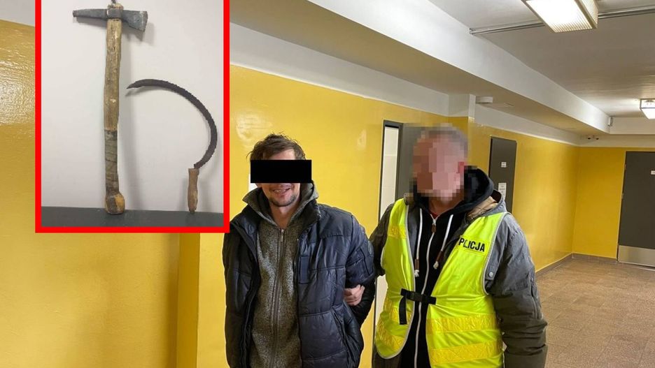 Mężczyzna zaatakował policjantów sierpem i siekierą