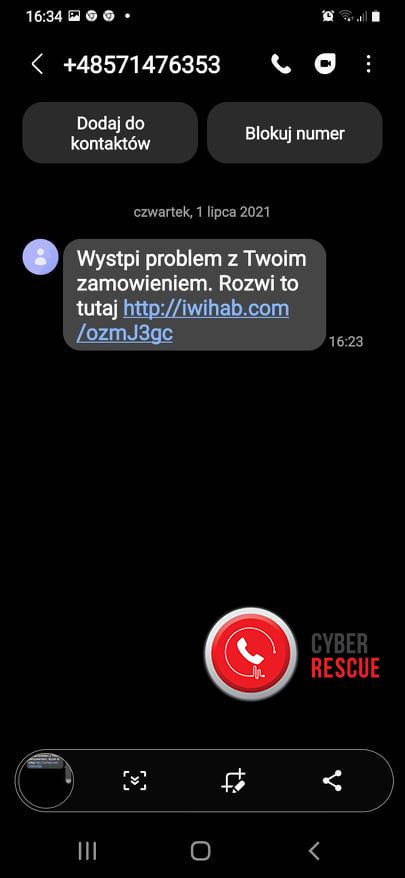 fałszywy sms