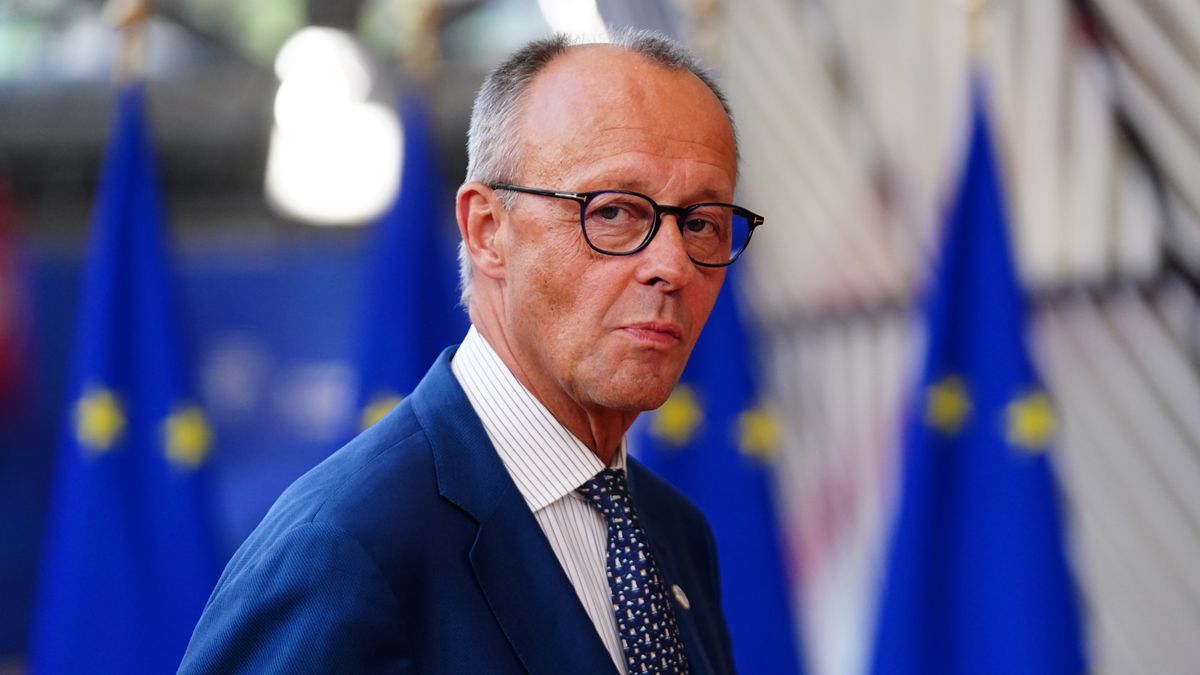 BRUSSELS, BELGIUM - JUNE 18:  Friedrich Merz Federal Chancellor of Germany arrives at the European Council Meeting on June 18, 2026 in Brussels, Belgium. (Photo by Pier Marco Tacca/Getty Images)