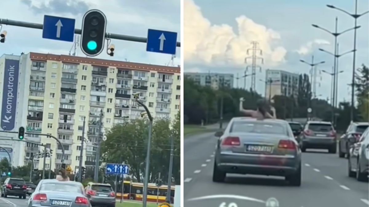 Incydent na rondzie. Pasażerka świeciła golizną