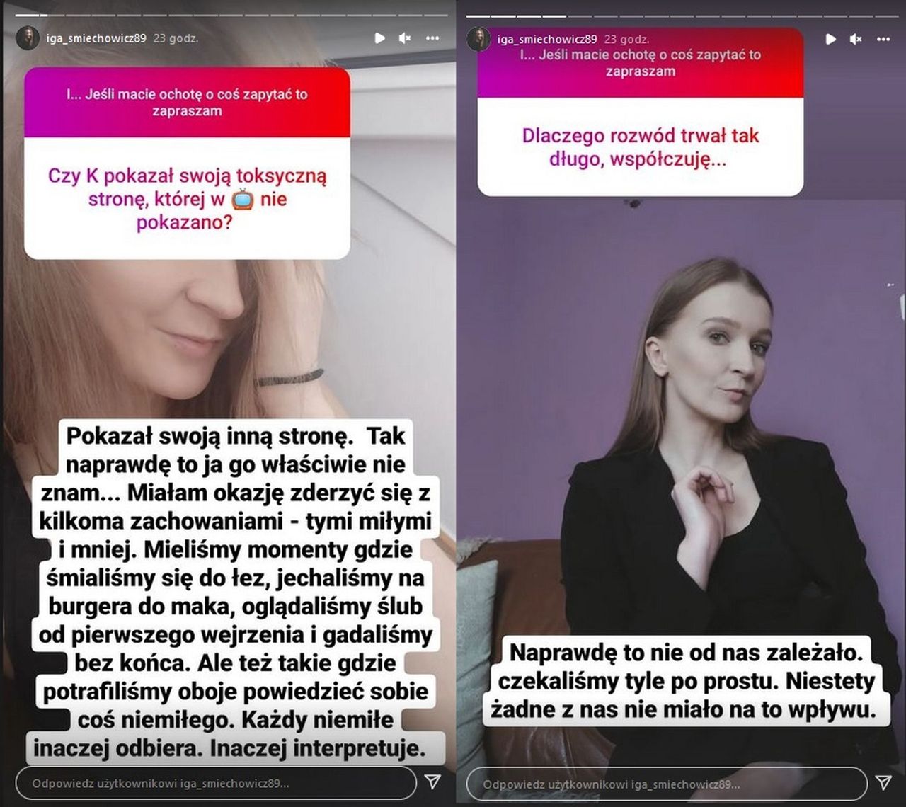 Iga ze "Ślubu od pierwszego wejrzenia" odpowiadała na Instagramie na pytania fanów