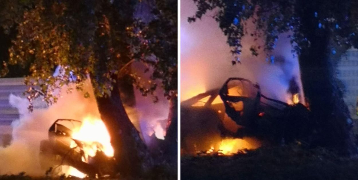 Samochód stanął w płomieniach - dwie osoby spłonęły