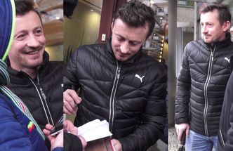 Adam Małysz rozdaje autografy pod TVN-em