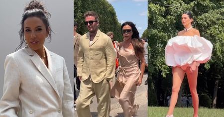 Plejada gwiazd na pokazie Jacquemus w Wersalu: David i Victoria Beckhamowie w beżu, Kendall Jenner przebrana za chmurkę... (ZDJĘCIA)