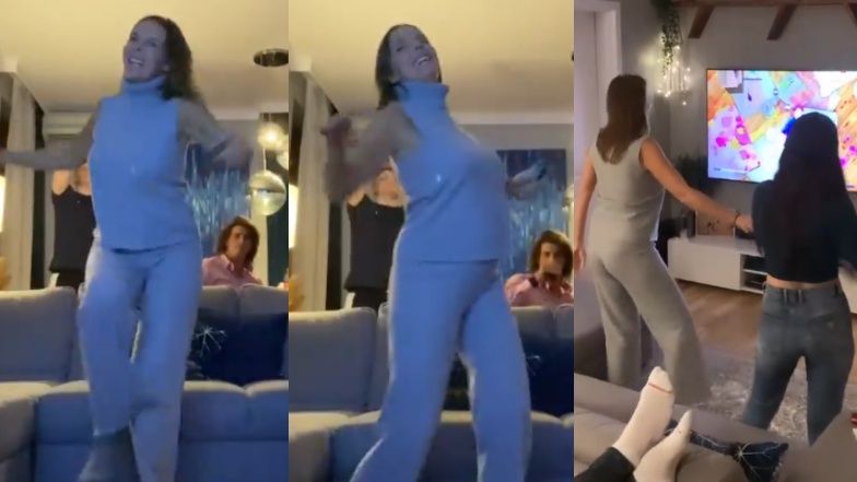 Ciężarna Agnieszka Włodarczyk pląsa przed ekranem