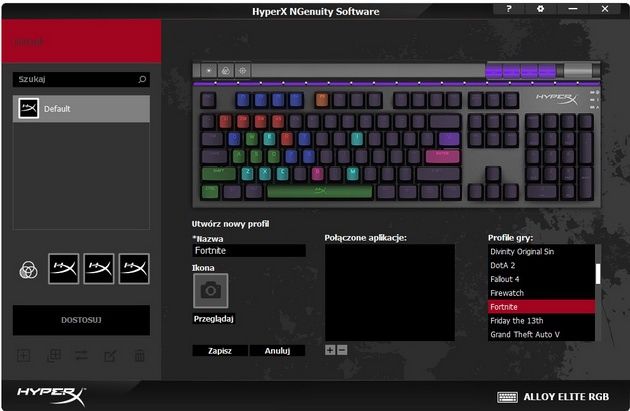 HyperX Alloy Elite RGB - gotowe profile podświetlenia pod konkretne gry