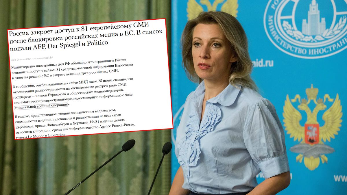 Maria Zacharowa zapowiedziała, że Rosja będzie blokować europejskie media