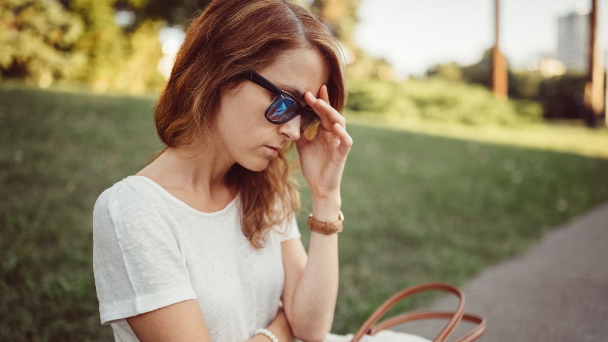 Depression in women
Worried woman with hand on forehead
martin-dm
Businesswoman, Relationship Difficulties, One Woman Only, Young Women, Women, Females, Copy Space, Being Fired, Unemployment, Facial Expression, Looking Down, Banging Your Head Against a Wall, Headache, 20-29 Years, Young Adult, Adult, Sitting, Waiting, Head In Hands, Caucasian Ethnicity, One Person, Physical Pressure, Frustration, Problems, Hopelessness, Exhaustion, Contemplation, Emotional Stress, Sadness, Disappointment, Depression - Sadness, Despair, Anxiety, Loneliness, Solitude, Urban Scene, Outdoors, Pensive, Distraught, Worried, Negative Emotion, People, Bulgaria, Summer, Park - Man Made Space, Sunglasses, Casual Clothing, Overworked