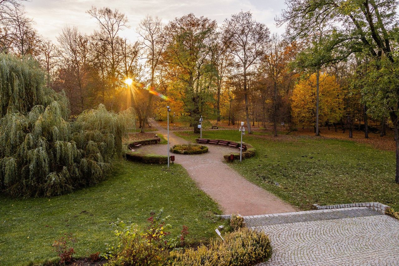 Uniejów: Park Zamkowy w jesiennym wydaniu