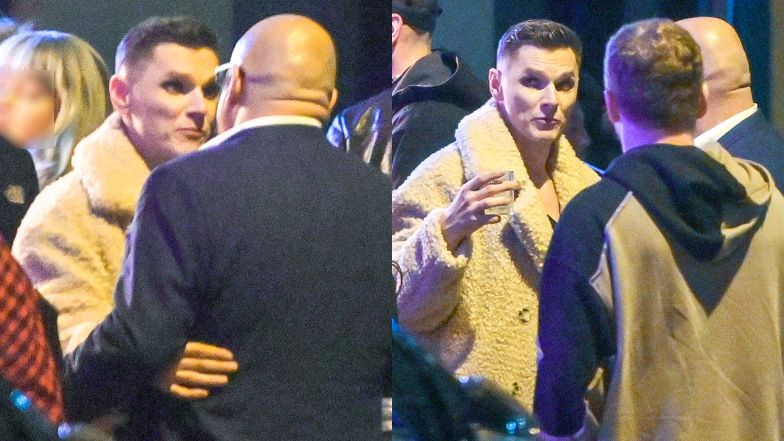 Adam Zdrójkowski gawędzi przed klubem z gwiazdą "Pierwszej miłości"