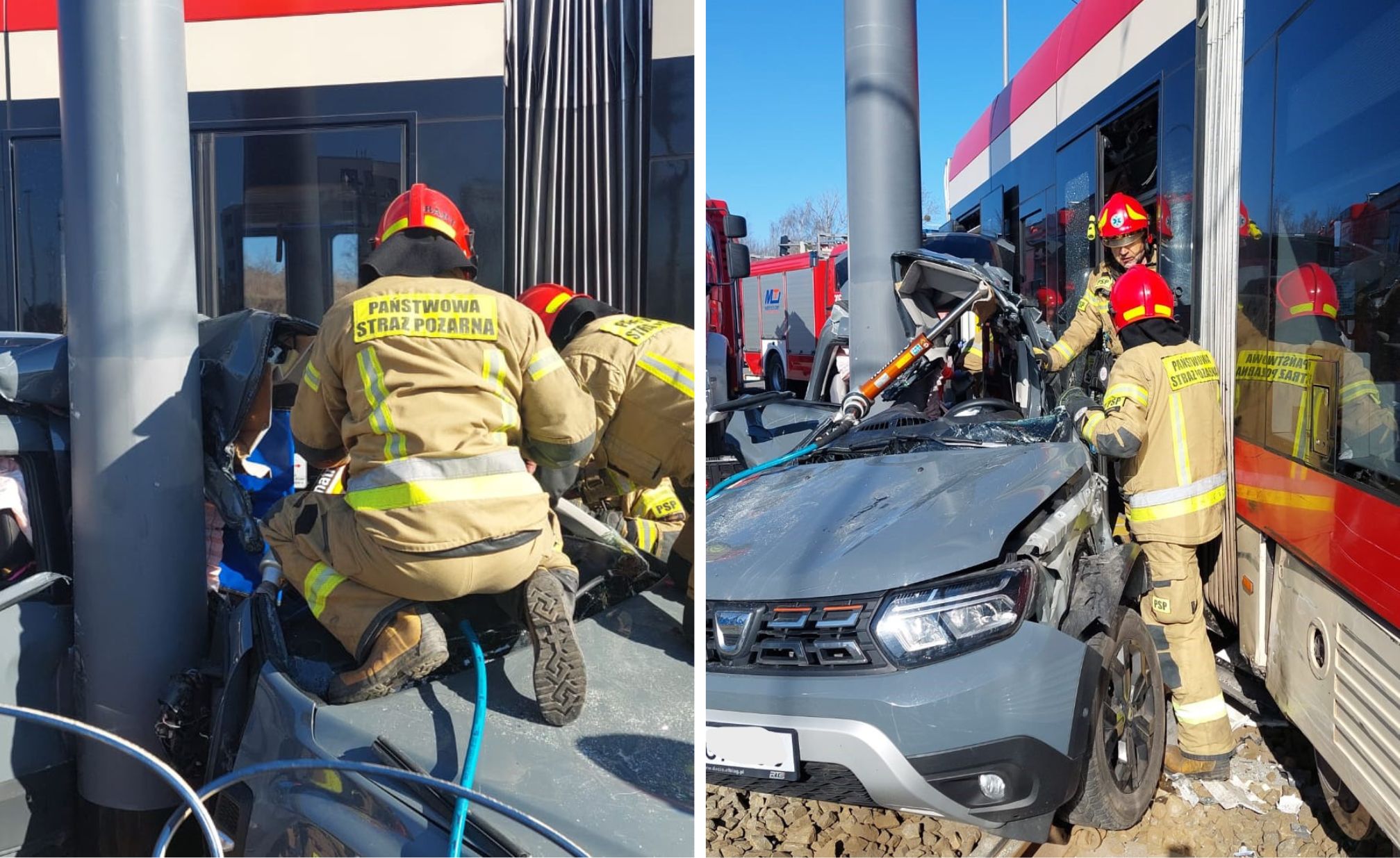 Wypadek tramwaju i samochodu osobowego w Gdańsku