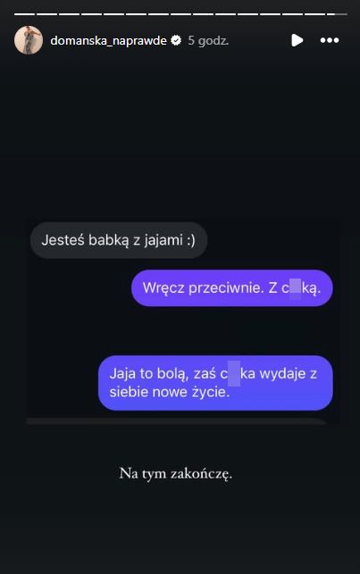 Aleksandra Domańska na InstaStories